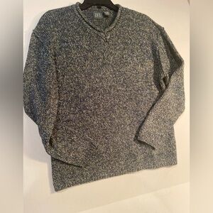 I.V.Y~Variegated Silk Blend~Knit Pullover Sweater~Rolled Ribbed V-Neck~Size M